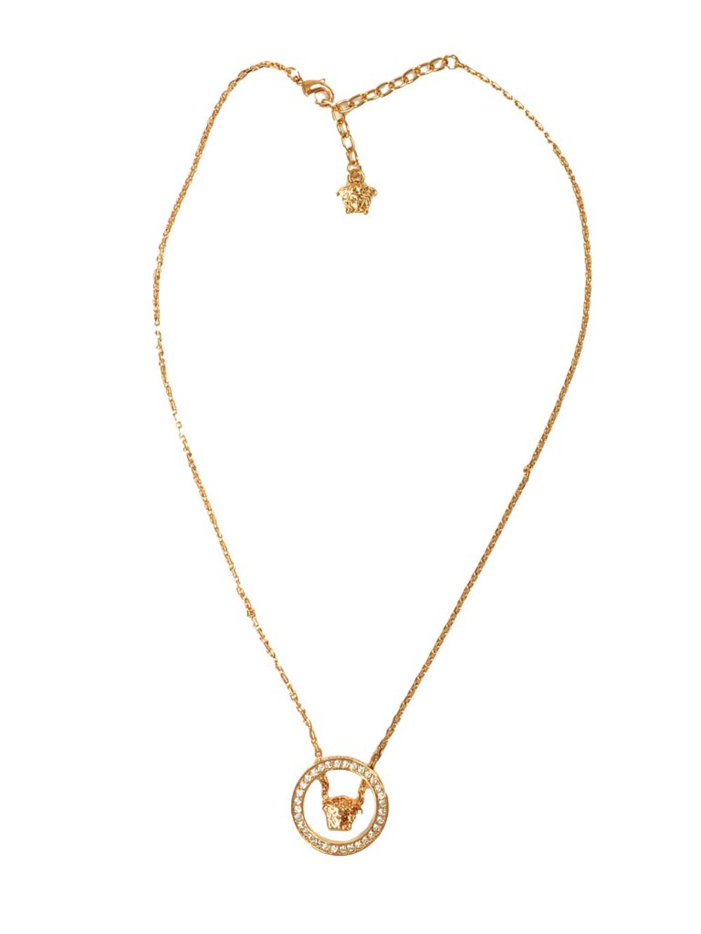 Versace Unisex Gold Color Metal & Strass Chain Necklace Pendant